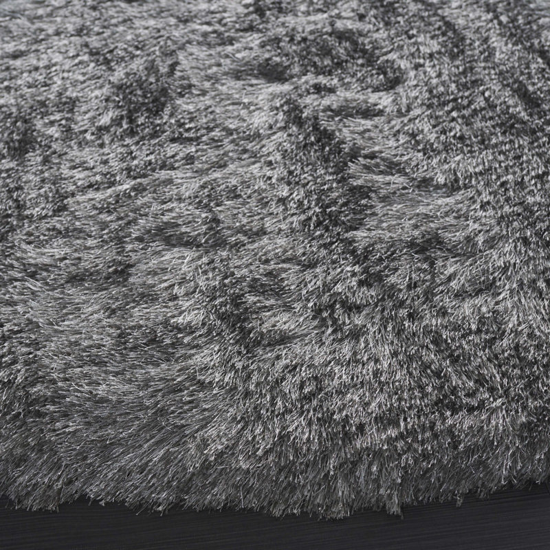 Cimah Shag Hand Tufted Performance Solid Color Rug, Round 7'