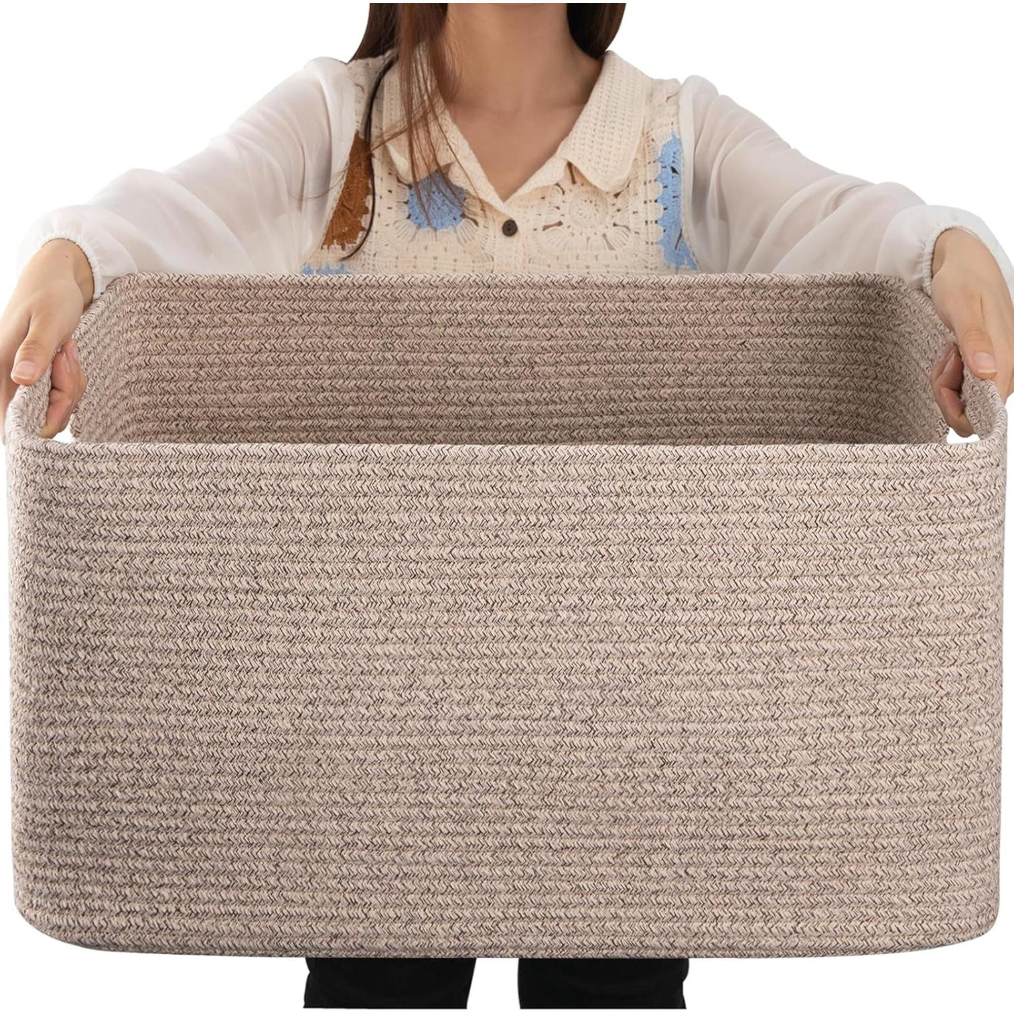 Union Rustic Blanket Basket, Woven Blanket Storage Basket With Handle ...