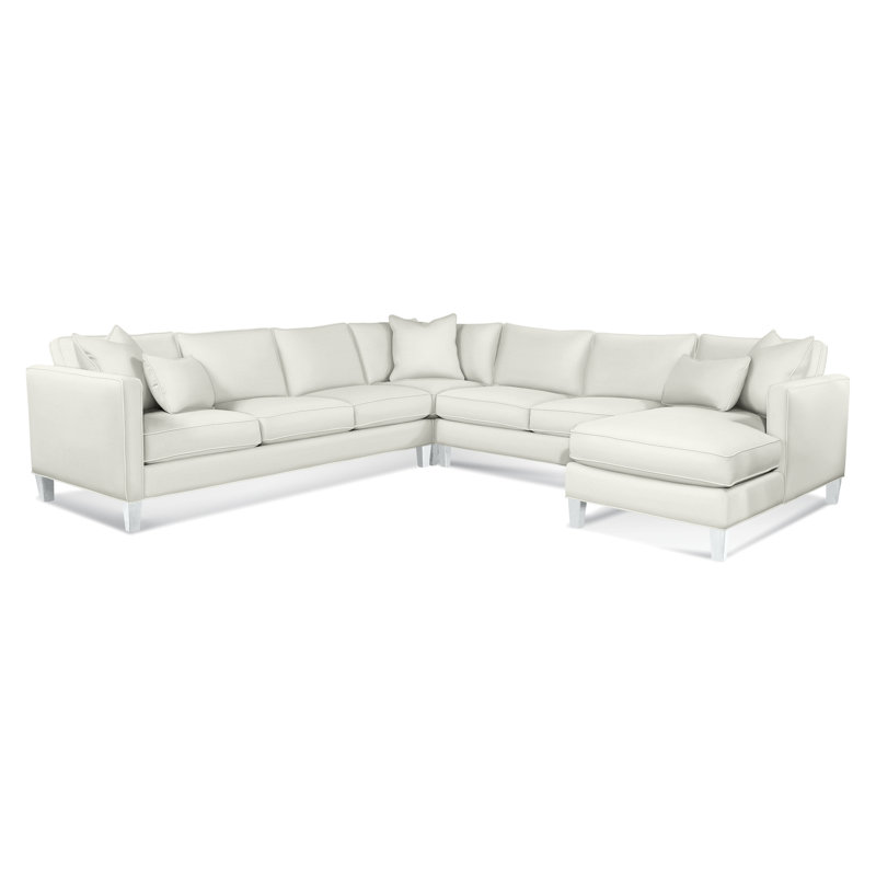 Canapé modulaire de coin de 122 po Lenox, Sunbrella beige à fines rayures; 6205-74, Orienté à droite, Blanc givré