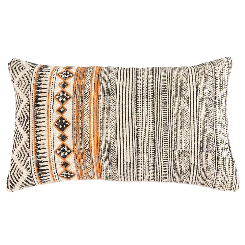 Housse et insert de coussin rectangulaire en coton Rina