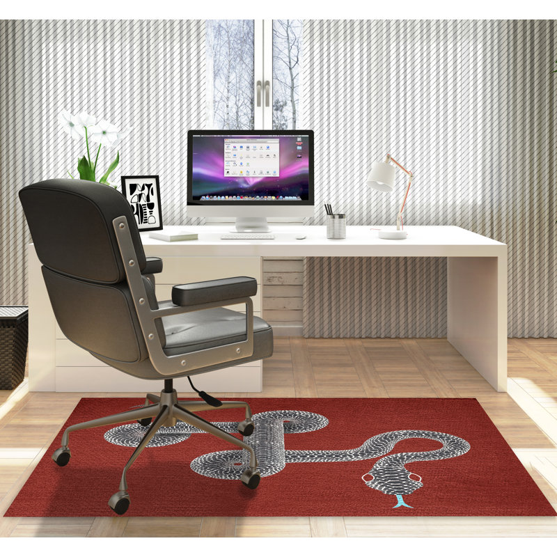 Rectangle Chair Mat with Hemmed Edges Edge for Firm Surfaces, 36" H x 60" W, Red/Beige