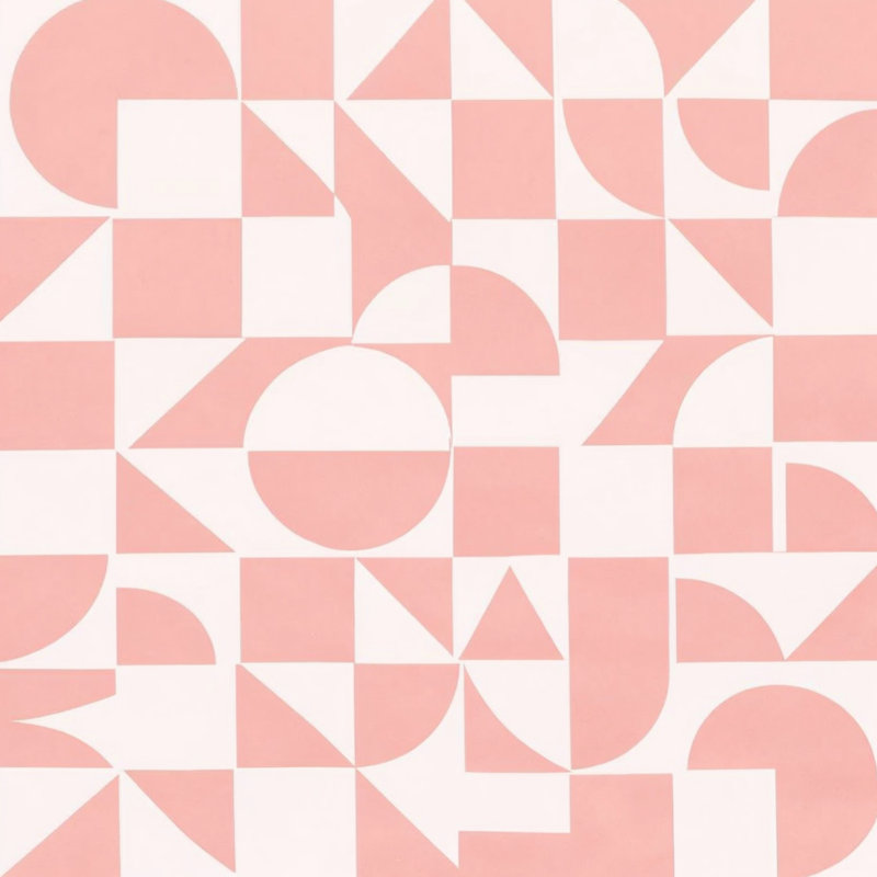 Tapis de bain à motif géométrique, L 34 po x L 21 po, Rose moyen / blanc clair