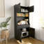 Armoire de rangement 71 po avec station de charge, 2 prises et 1 port USB 1Type-C, garde-manger avec 2 armoires, 1 grand tiroir de rangement et 1 grand comptoir
