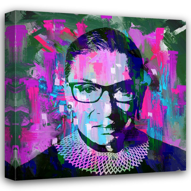 «Ruth Bader Ginsberg 2» par Stephen Chambers, peinture sur toile tendue, H 15 po x l 15 po x P 1,5 po