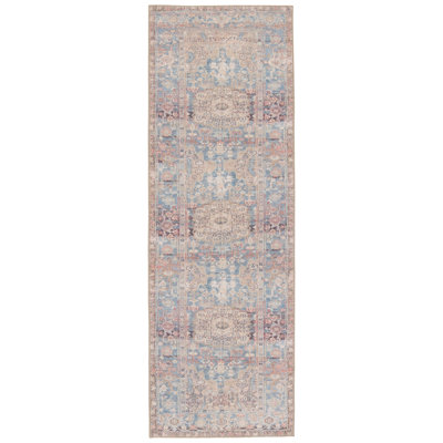 Tapis oriental de style gardénia / chutney / pierre bleu lavable à la machine