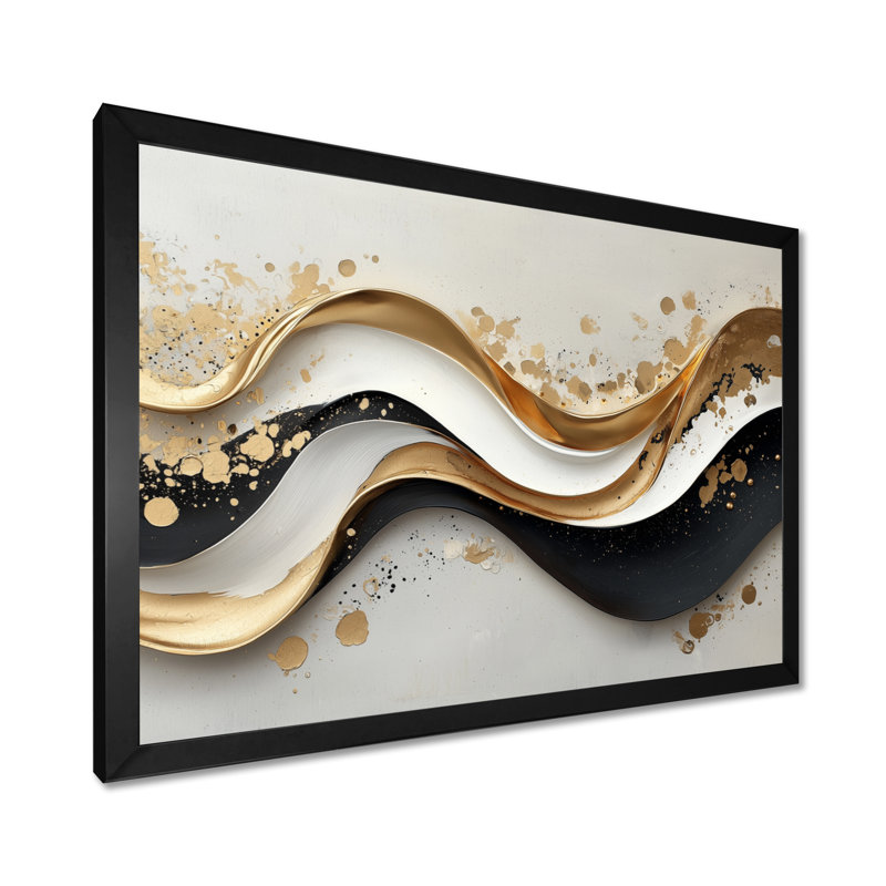 Art mural sur toile transitionnel moderne Goldern, Noir, Reproduction encadrée d'une seule photo, H 24 po x l 32 po