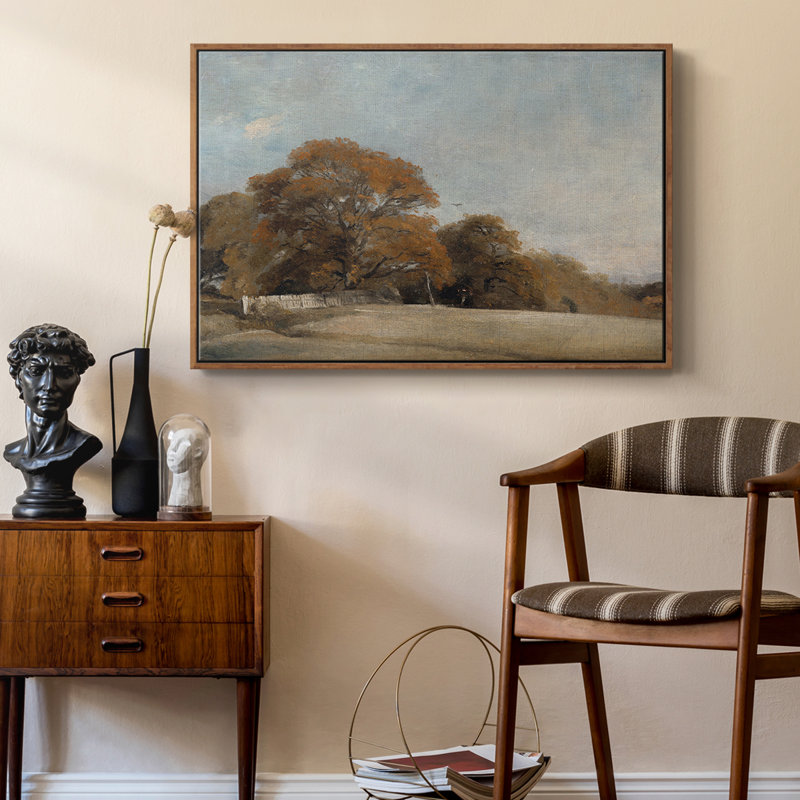 " Vintage Landscape - CMXXIX ", 27" H x 41" W x 2'' D, Walnut Floater Framed Canvas