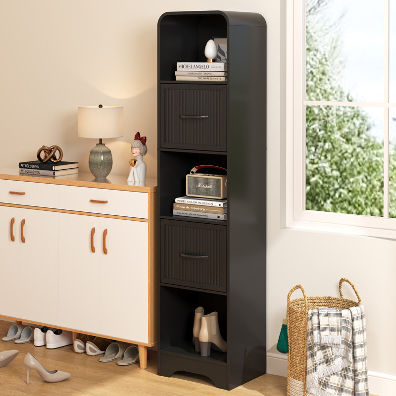 Bibliothèque moderne 70 "avec 2 bacs réglables, bibliothèque en bois pour appartement de bureau, noir, Noir