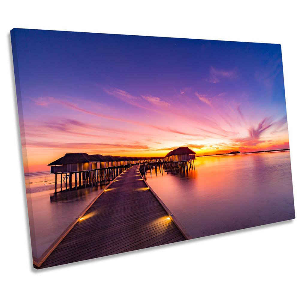 Maldives Island Sunset - Wrapped Canvas Print