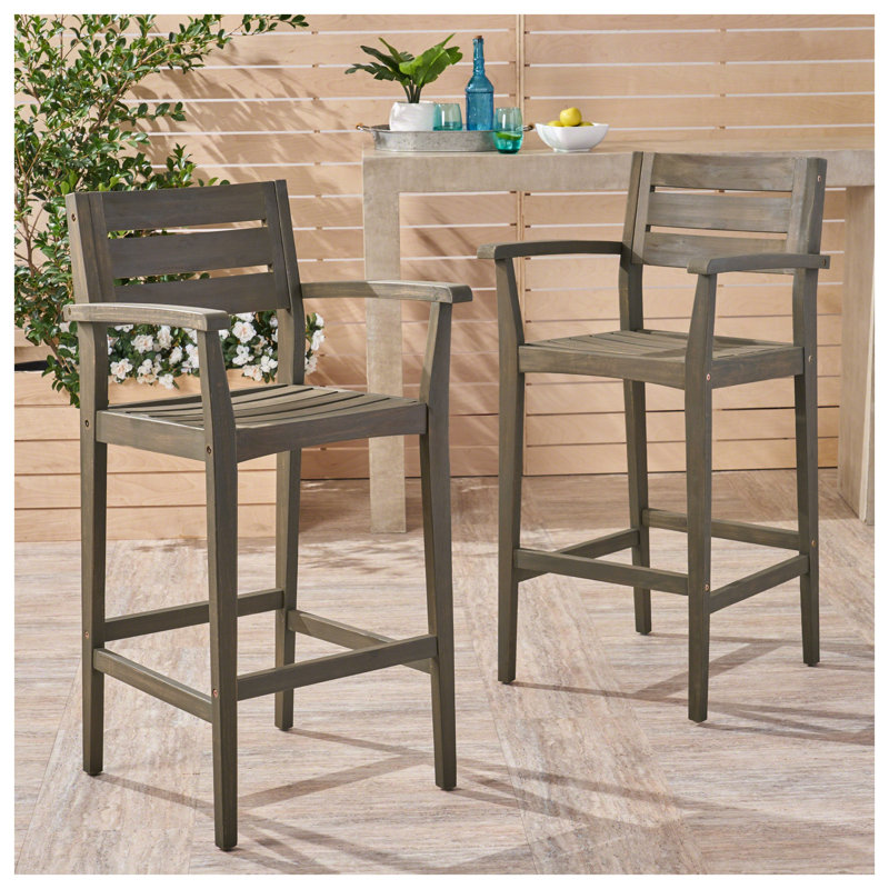Tabouret de bar d'extérieur en bois gris H 45,5 po Stamford