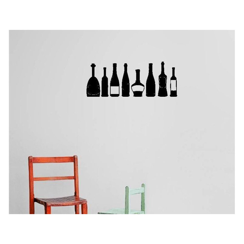 Décalcomanie murale bouteilles de vin
