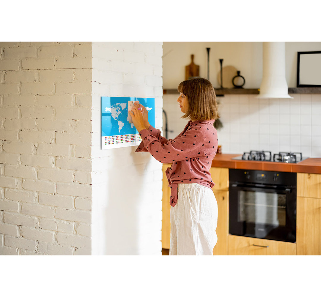 Magnetic Memo Board Whiteboard - 60 x 40 cm - With Marker and Magnets - Contour map of the states