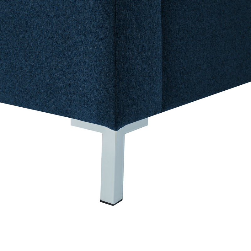 Lit plateforme tapissier Inza, Denim, Grand