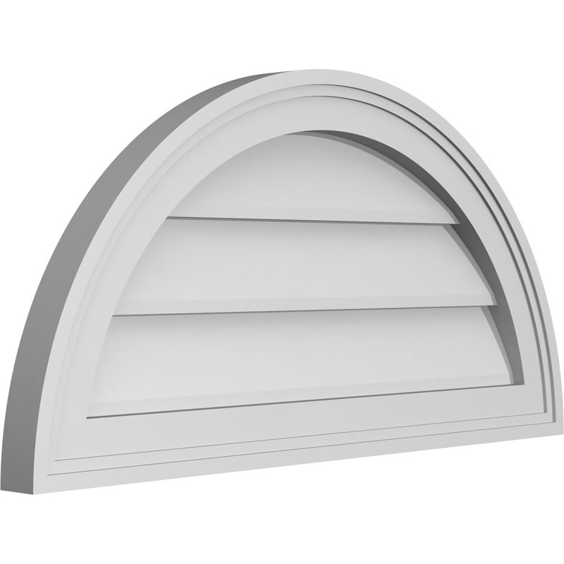 Half Round Surface Mount Signature Urethane Non-Functional Gable Vent Primed Tan, 13" H x 26" W x 1.5" D