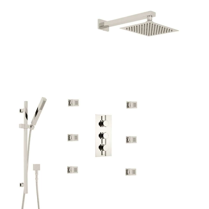 Finition nickel thermostatique murale Edimbourg Edimbourg avec contrôle précis, H 2 po x l 16 po