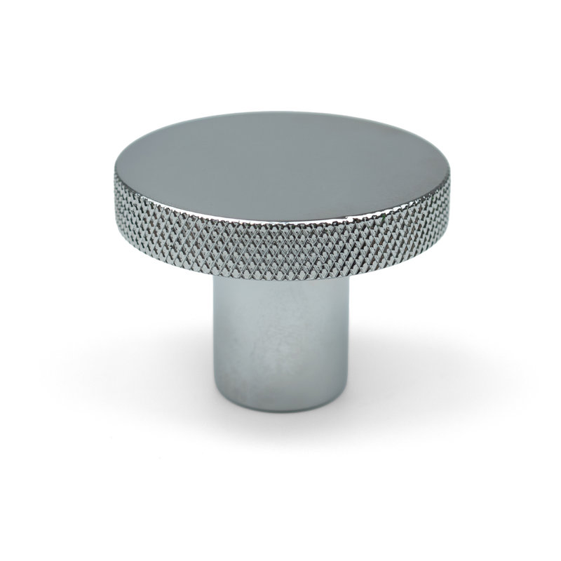 Polished Chrome Knurled Edge Disc Knobs, 38mm Knob