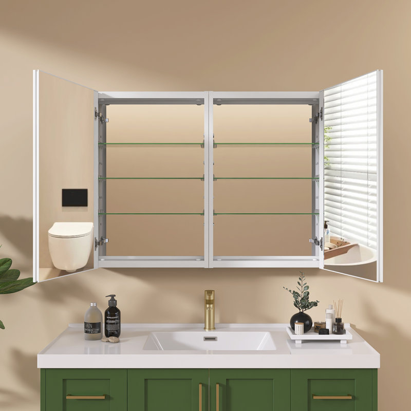 Armoire à pharmacie encastrée ou à fixation en surface de 40 po x l 30 po avec miroir et 3 tablettes réglables pour l'intérieur