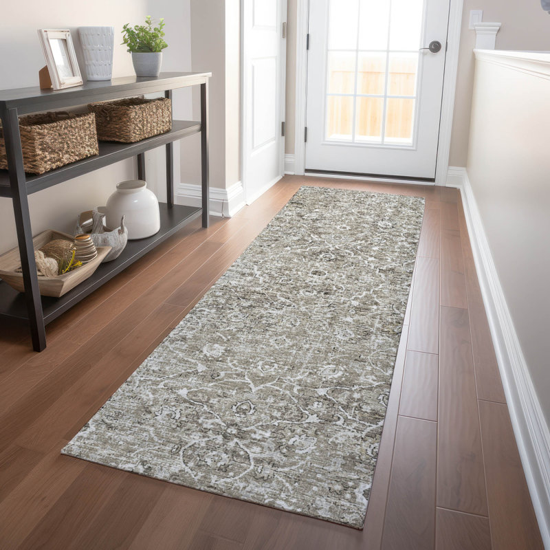 Premium Machine Washable Andreau AMF92 Gray Rug, Runner 2'3" x 7'6"