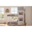 Lits jumeaux superposés en forme de maison avec rangement, bois MDF, gris moderne-2100450622