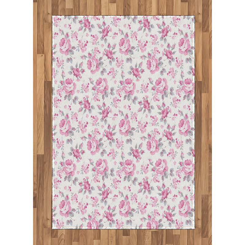 Shabby Flora High Density Long Fiber Poly Threads Decorative Area Rug Carpet, Rectangle 4' x 5'8"