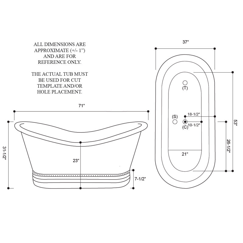 Juliana 71'' x 37'' Soaking Copper Bathtub, Dark Smoke Copper, Left, End