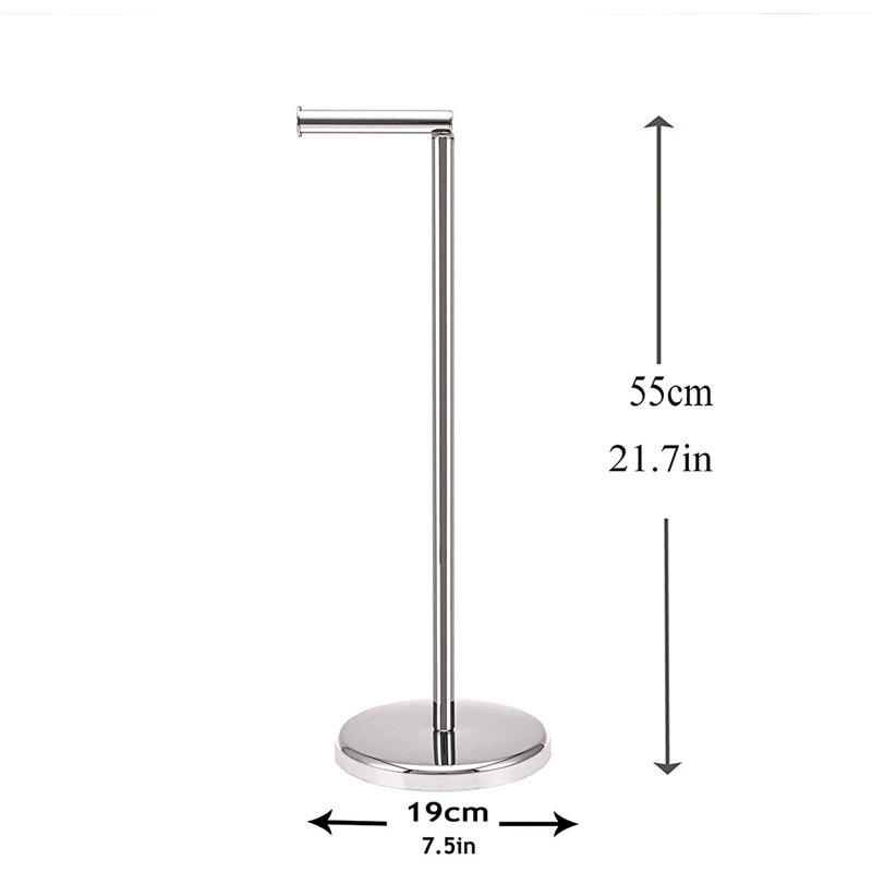 Vanzandt Free Standing Toilet Paper Holder, Silver
