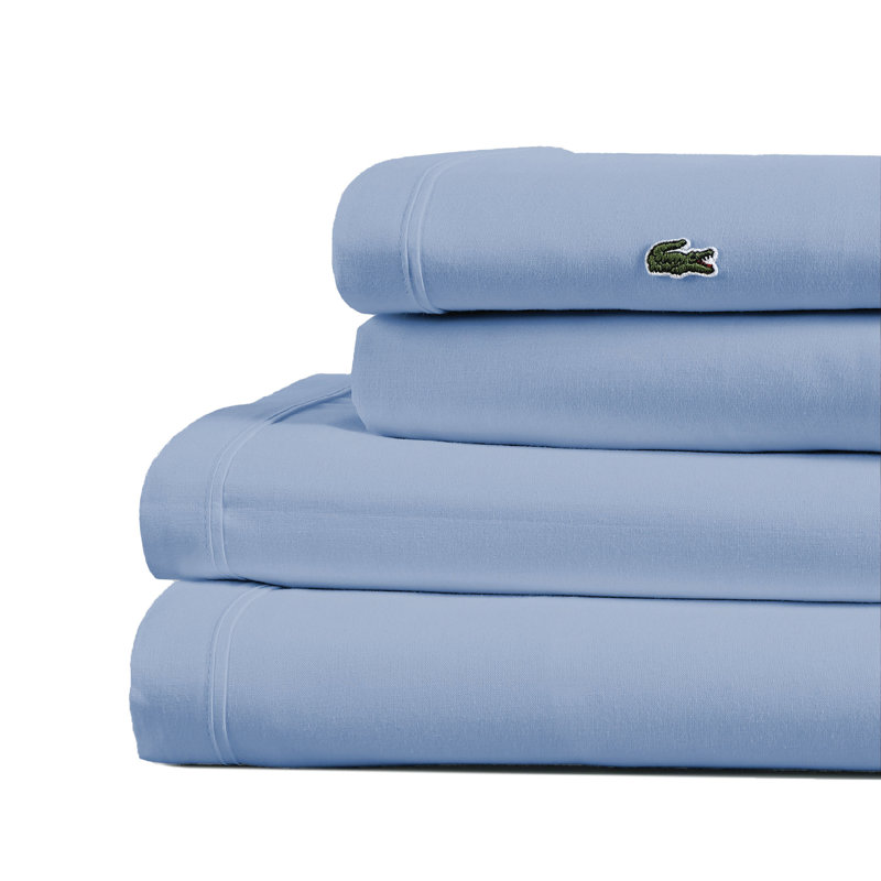 Ensemble de draps en coton percale Lacost, Ensemble de draps pour lit simple TG avec 1 taie d, Micro-puce