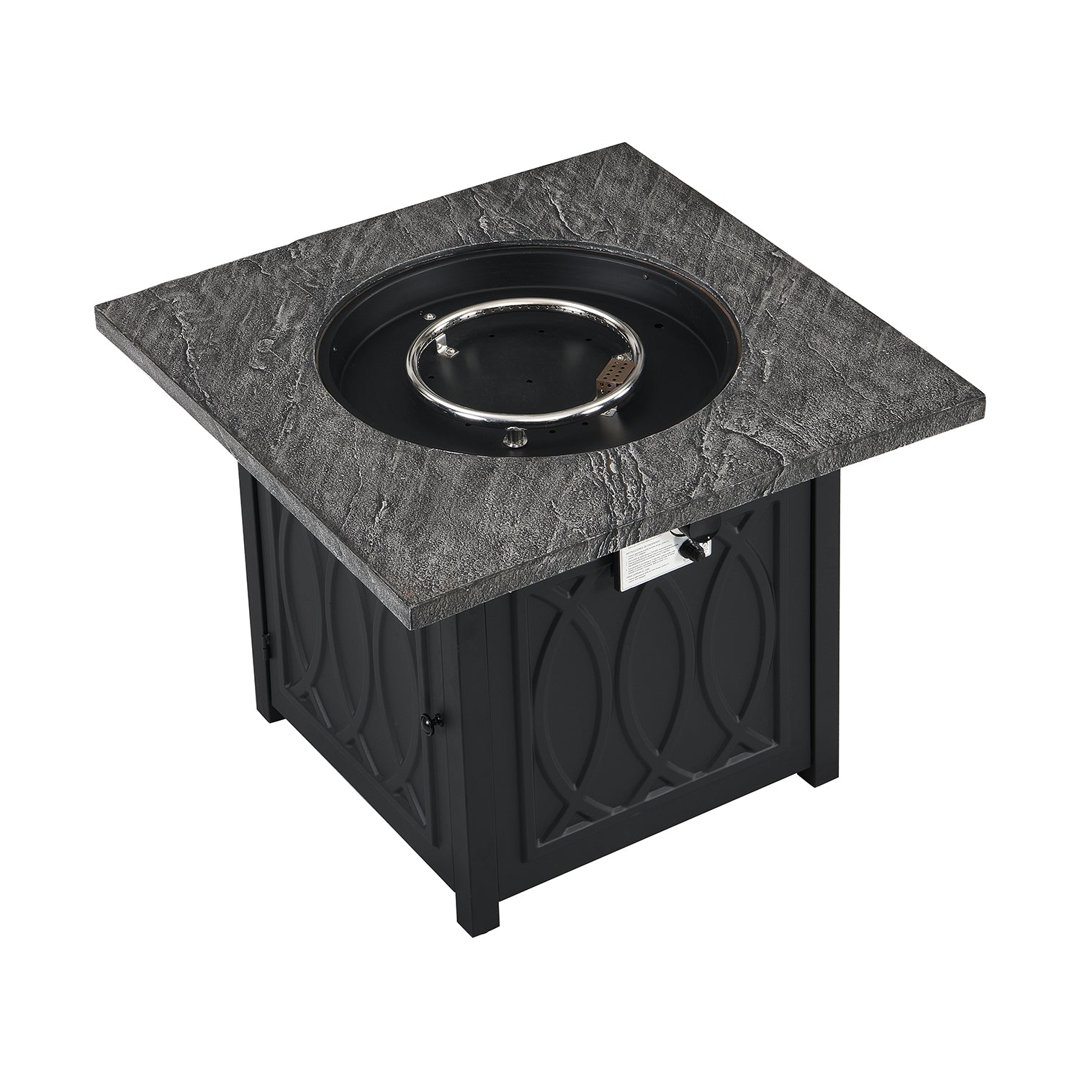Clarkdale Square Concrete Propane Smokeless Fire Pit Table