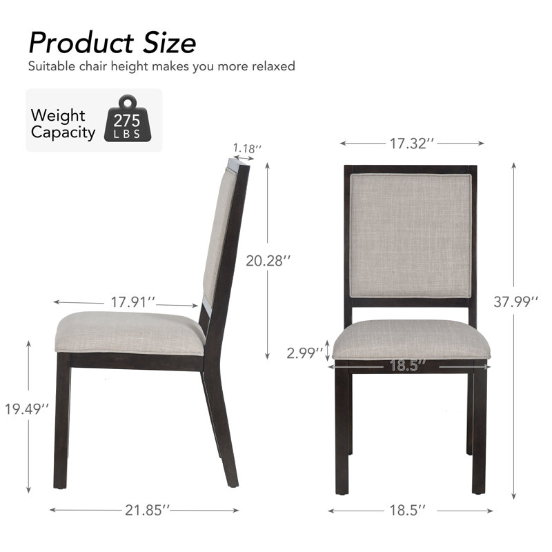 Clova Fabric Upholstered Side Chair Wood Leg Dining Chair, Brown