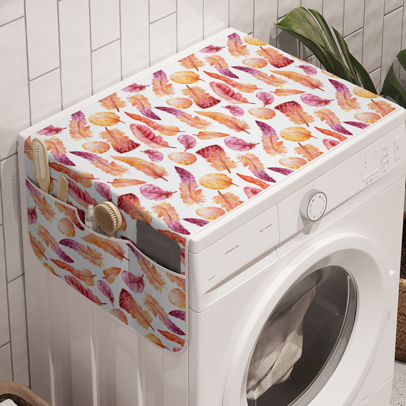 East Urban Home Feather Washing Machine Organizer Pack of 2 47" x 18.5" Orange Beige Purple