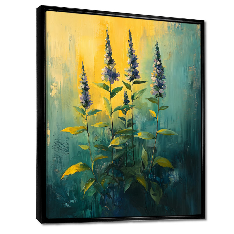 Herbes à la lumière du soleil de l'été II - art sur toile Herbs, Noir, Impression encadrée flottante, H 32 po x l 16 po