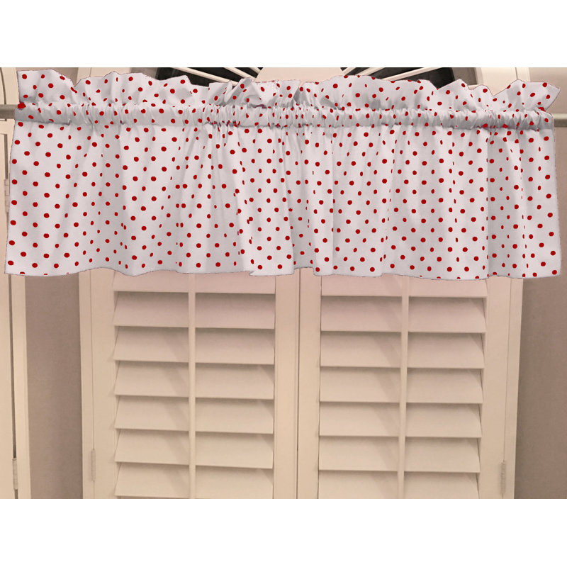 Cantonnière sur mesure en mélange de coton à pois 58 po Garaitz, L 58 po x L 18 po, Rouge / blanc