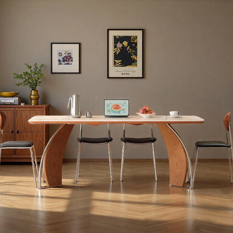 Stalbridge Retro rectangular dining table, 7 Pieces: Table, 6 Chairs, 29.53"H x 70.87"L x 31.5"W