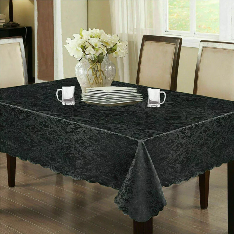 Jacquard Table Cloth Round, Black