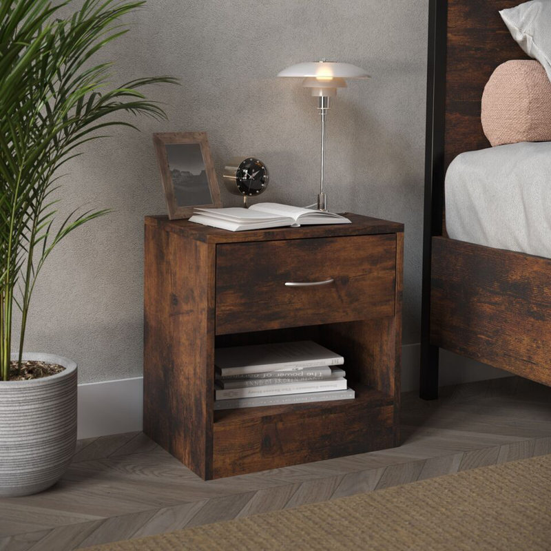 Antona 39 cm W Bedside Table, Rustic Brown
