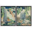Ensemble de 2 cascades murales japonaises encadrées - Impressions traditionnelles de style Ukiyo-e pour le décor d'un salon ou d'un bureau-112375329-112375328