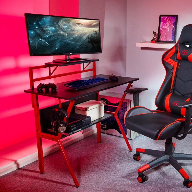 Metal Base Computer Desk, Red