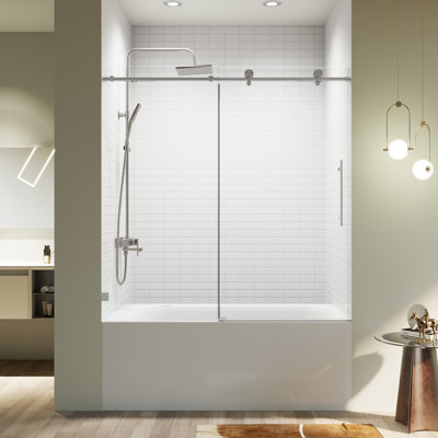 Soft Close Shower & Tub Doors, 56 To 60 In Glass Steel, Modern Home