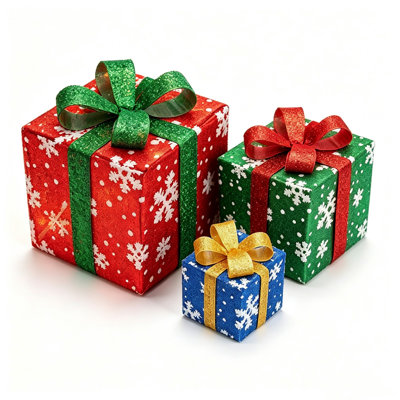 Christmas Lighted Boxes Remote Control Set Of 3 LED Up Decor Outdoor Up Christmas Boxes Present Decorations Outdoor Yard