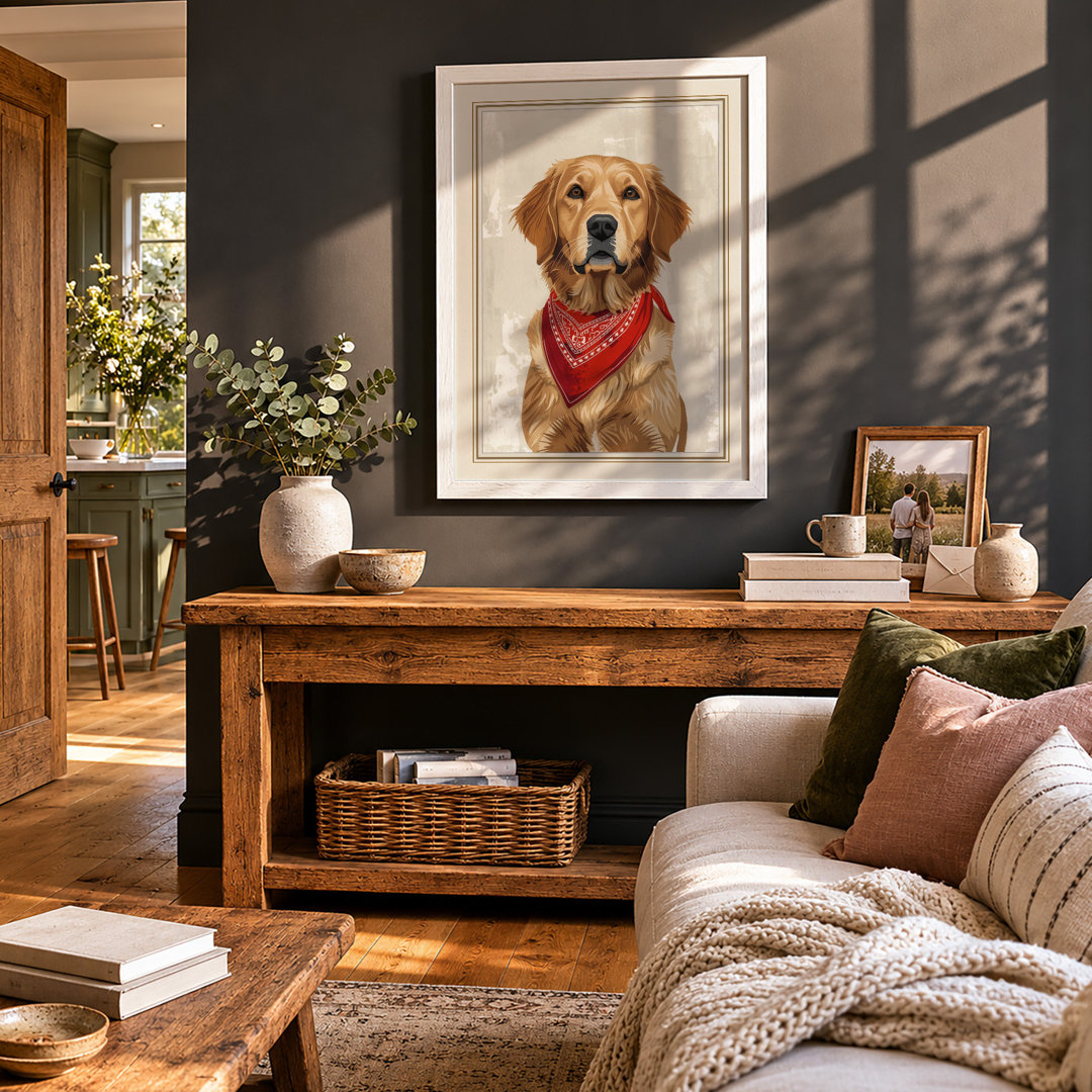 Golden Retriever Portrait Modern - Framed Print