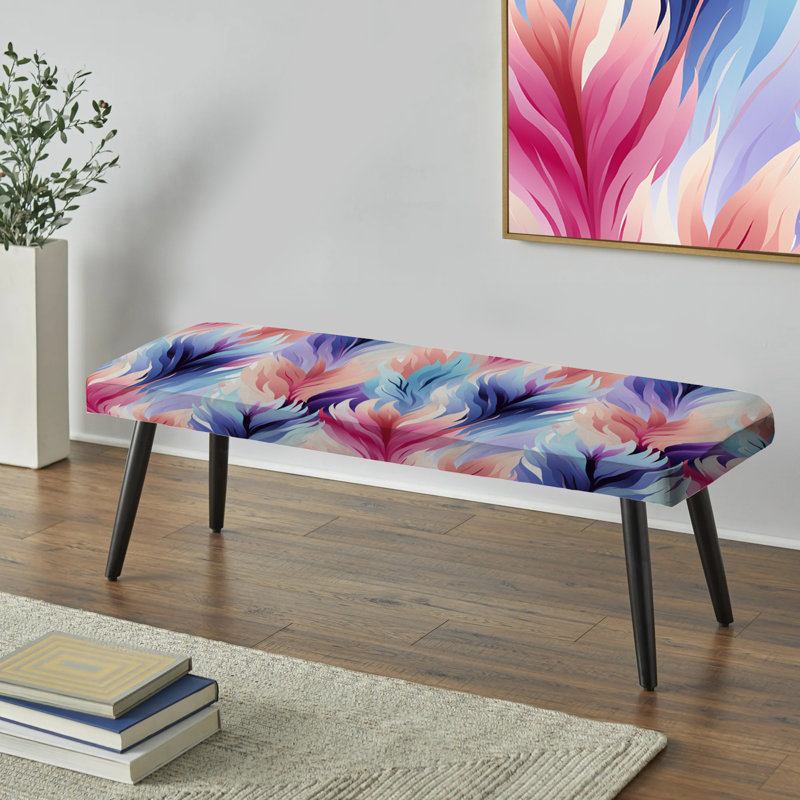 Banc rembourré floral noir, Ikat d'esprit pourpre et rose Boho
