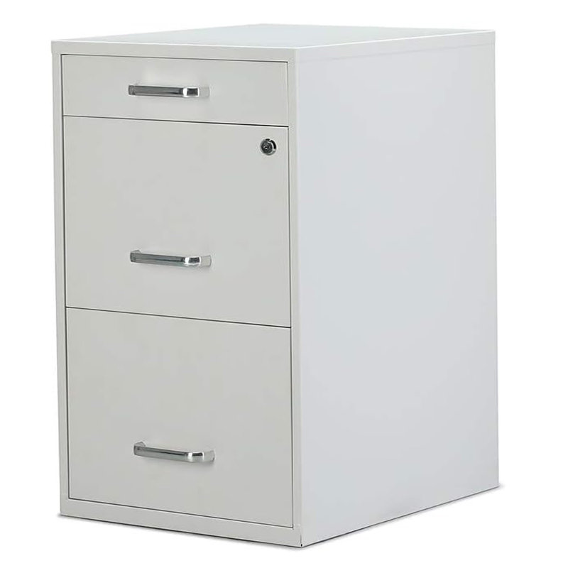 White 3-Drawer Lockable Metal Vertical Filing Cabinet