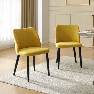 Kanalu Upholstered Curved Back Side Chair with Wood Legs (Set of 2) 