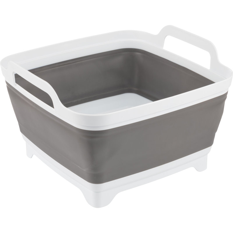 Wakeman Outdoors 9L Collapsible Wash Basin, Dish Rack, Gray
