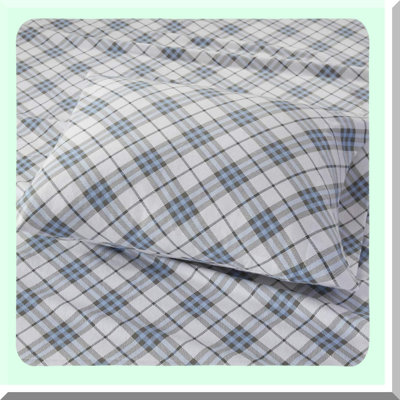 Arctic Nights Plush Sheet Set - Twin Blue Plaid - Animal Stars Print - Cozy Flannel - Ultra Soft - Cold Weather Bedding - 3 Piece
