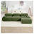 Olive Green Corduroy Modular L-Shaped Sectional Sofa with Ottoman, No Assembly Required Ergonomic Pet-Friendly Living Room Seating-334133323-334133327
