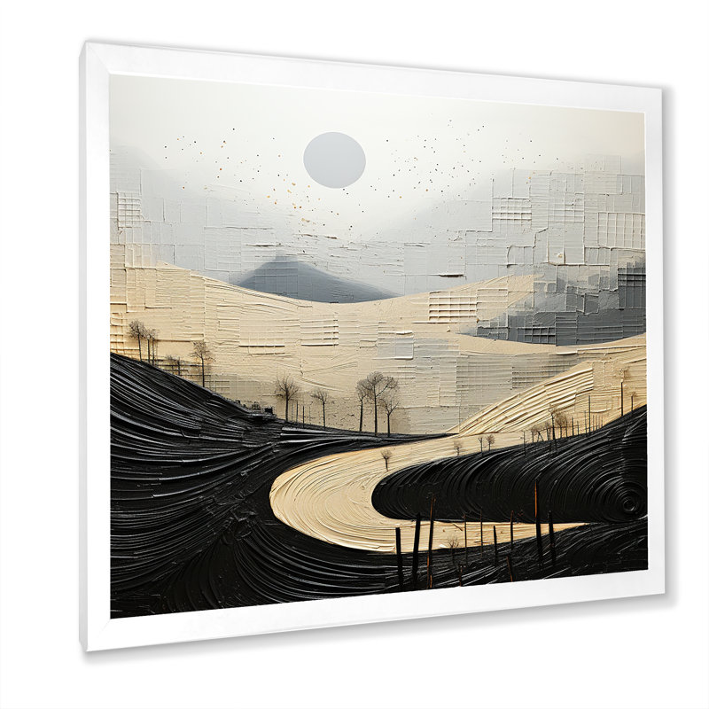 Minimalisme campagne noir et blanc II, Cadre simple blanc, H 24 po x l 24 po x P 1 po