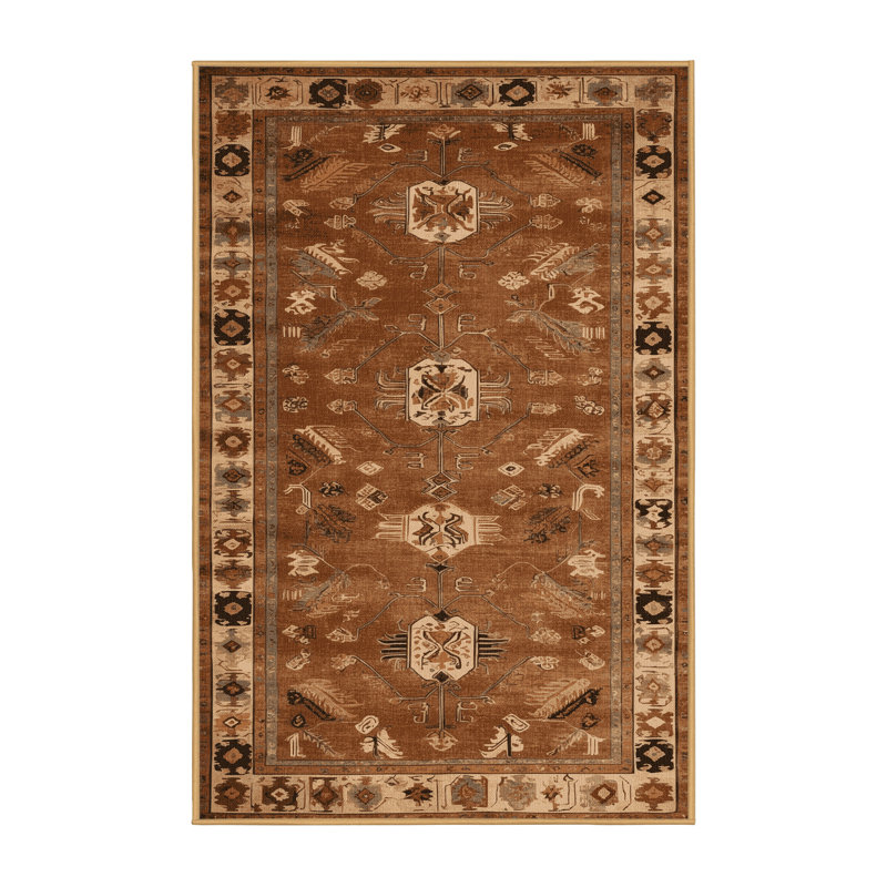 Machine Washable Turkish Brown Area Rug, Rectangle 8' x 12'