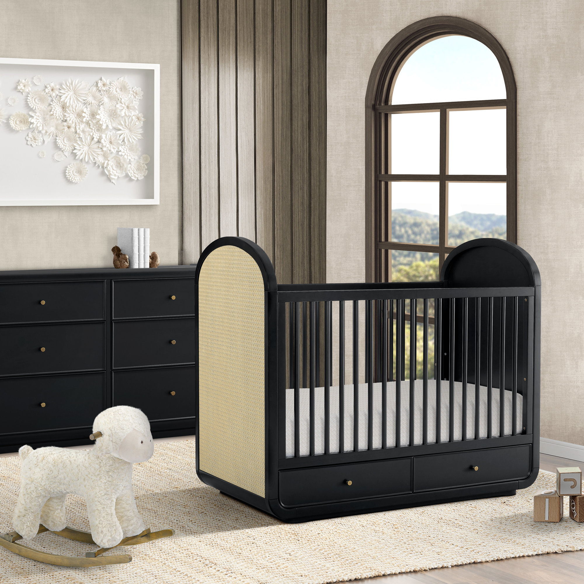 Aspen 4-In-1 Convertible Crib With Underdrawer, Black