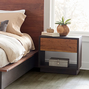 Woodbury Acacia Wood 1 Drawer Nightstand